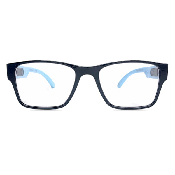 Style "M" in black and Sky with Blue Light Blocking Computer/ Gaming glasses