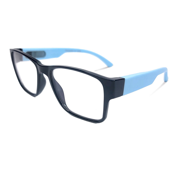 Style "M" in black and Sky with Blue Light Blocking Computer/ Gaming glasses